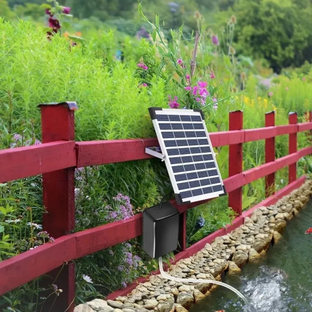 Ossigenatore ad energia solare per laghetto da 5 W, pompa ad aria per acquario, con pannello regolabile, per acquario, giardino