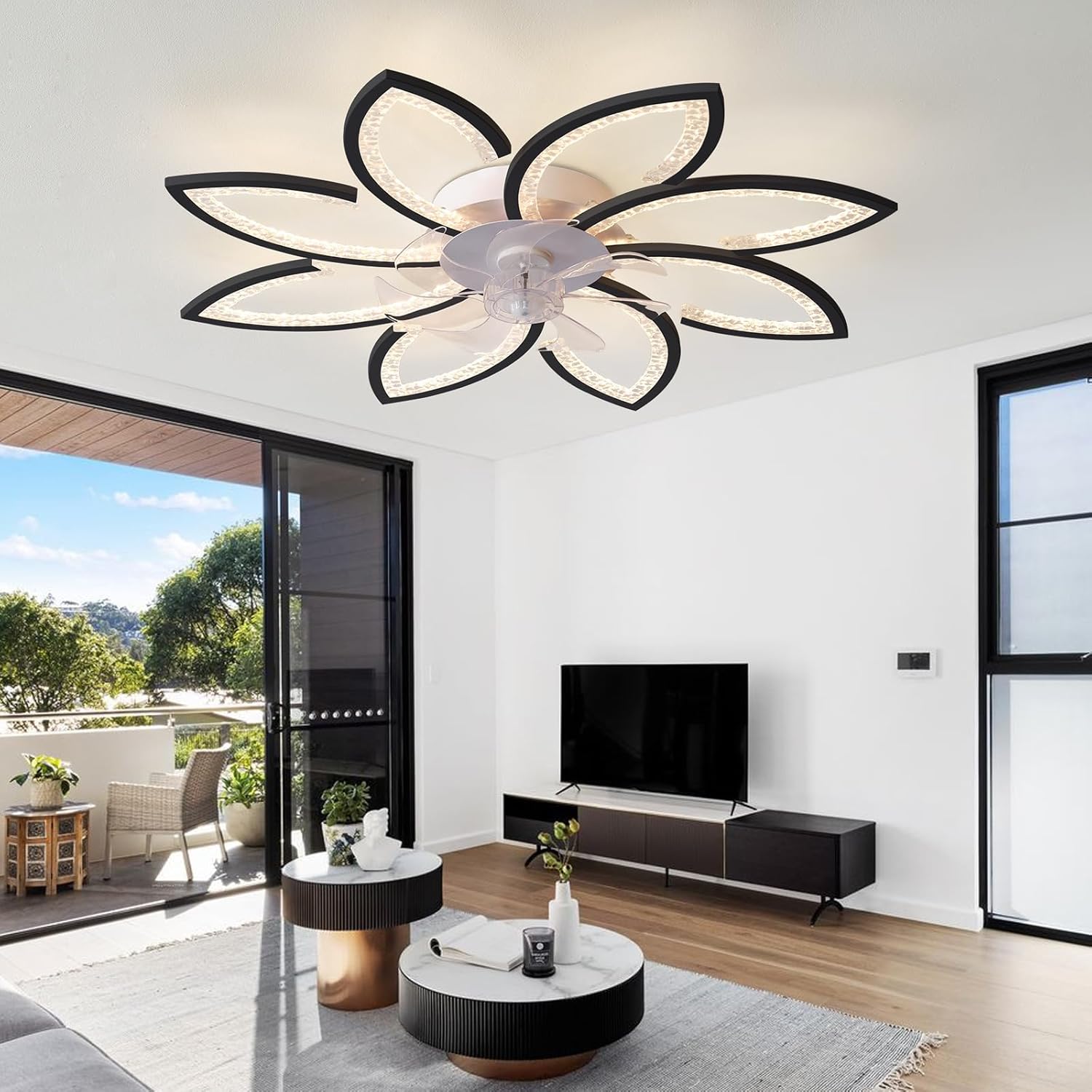 35.4In Ceiling Fan with Lights, Remote Control 3 Color Temperatures,6 Gear Wind Speed Fan Light, Energy Saving, Sleep-Friendly