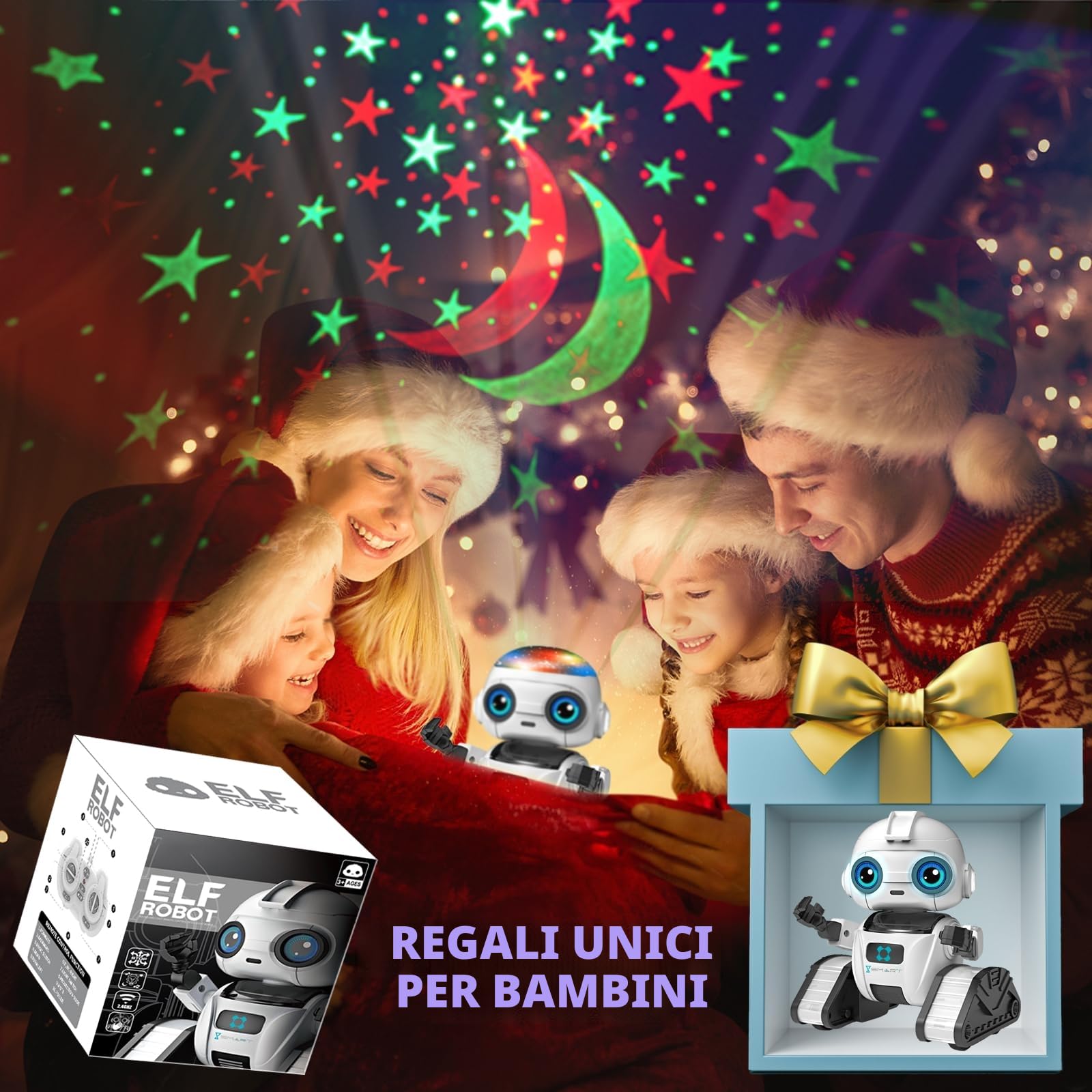 Aikmi Robot Giocattolo Bambini, Robot Telecomandato per Bambini con Proiettore Stelle Soffitto Bambini Luce Notturna, Sensore di Gesti, Musica, Regalo Bambino 6 Anni Giocattoli Bambino