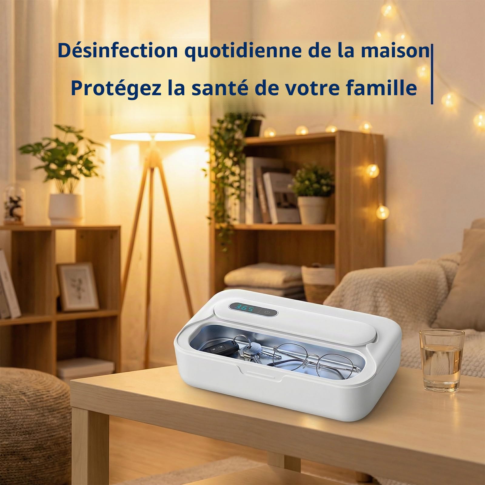 Boîte de désinfection UV : stérilisateur d'outils pour ongles avec affichage numérique, amovible pour l'utilisation Centre de désinfection UV pour téléphone portable, masques, lunettes, clés