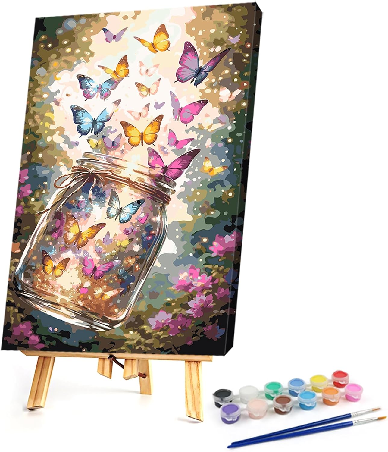 DIY Jar of Butterflies Paint by Numbers Kit 17.72x25.59in Canvas