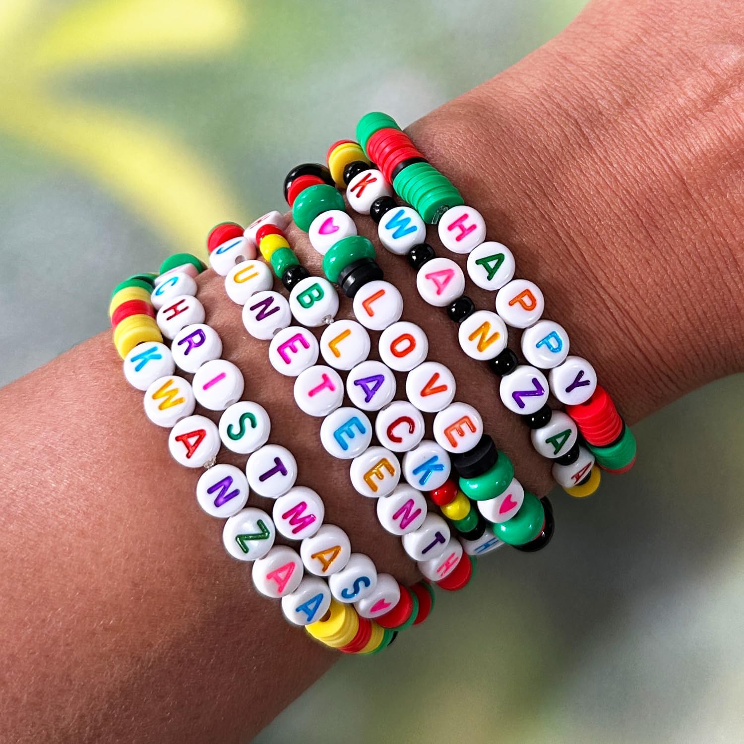 ParsNuntio Juneteenth Bead Bracelets Making Kit, African-American DIY Craft Assorted Beads Party Supplies Favors, Black Freedom Day Juneteenth Beaded Jewelry Making Art DIY Craft Set, 3 Boxes