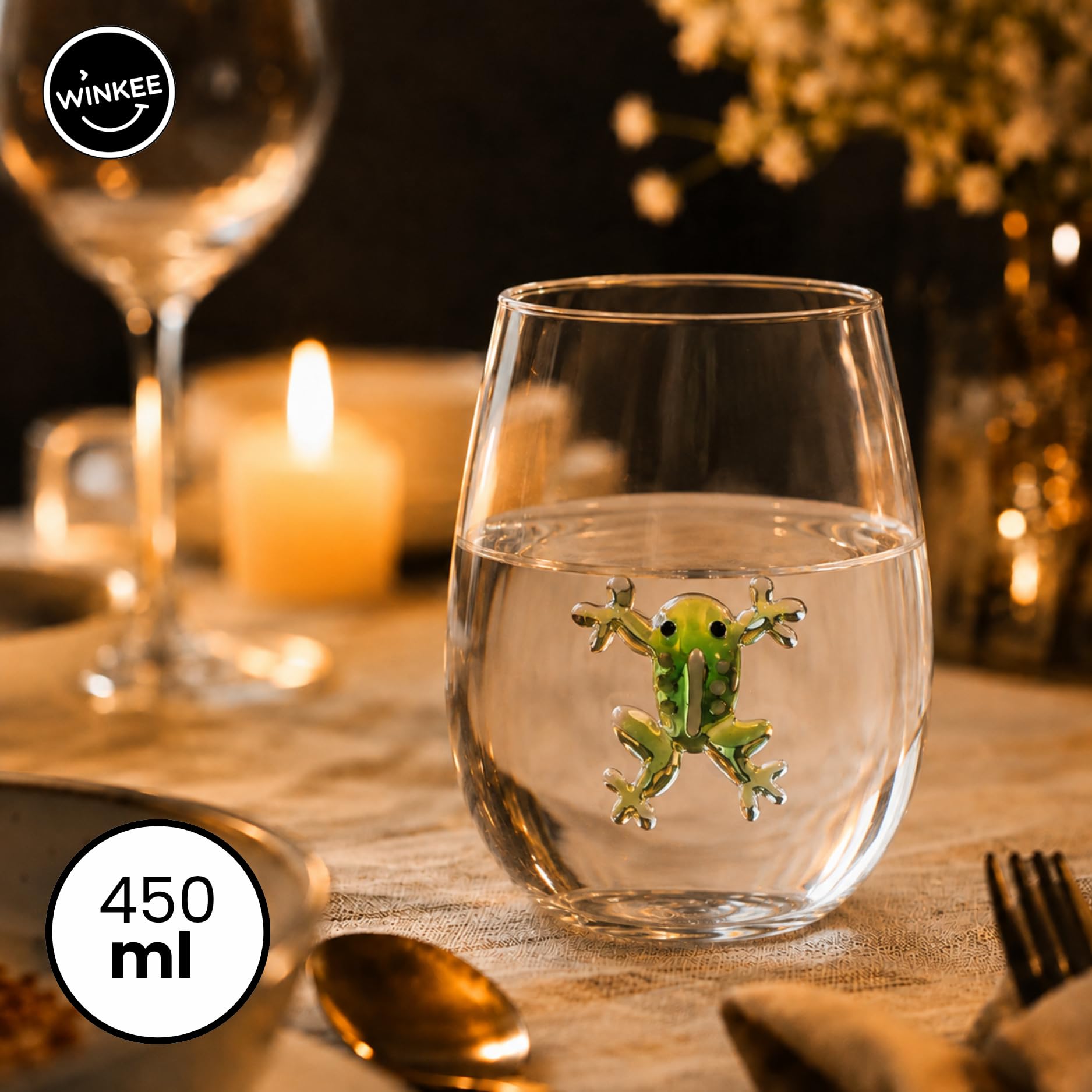 Winkee Wassergläser Frosch bunt groß Trinkgläser Gläser 3D modern 500 ml