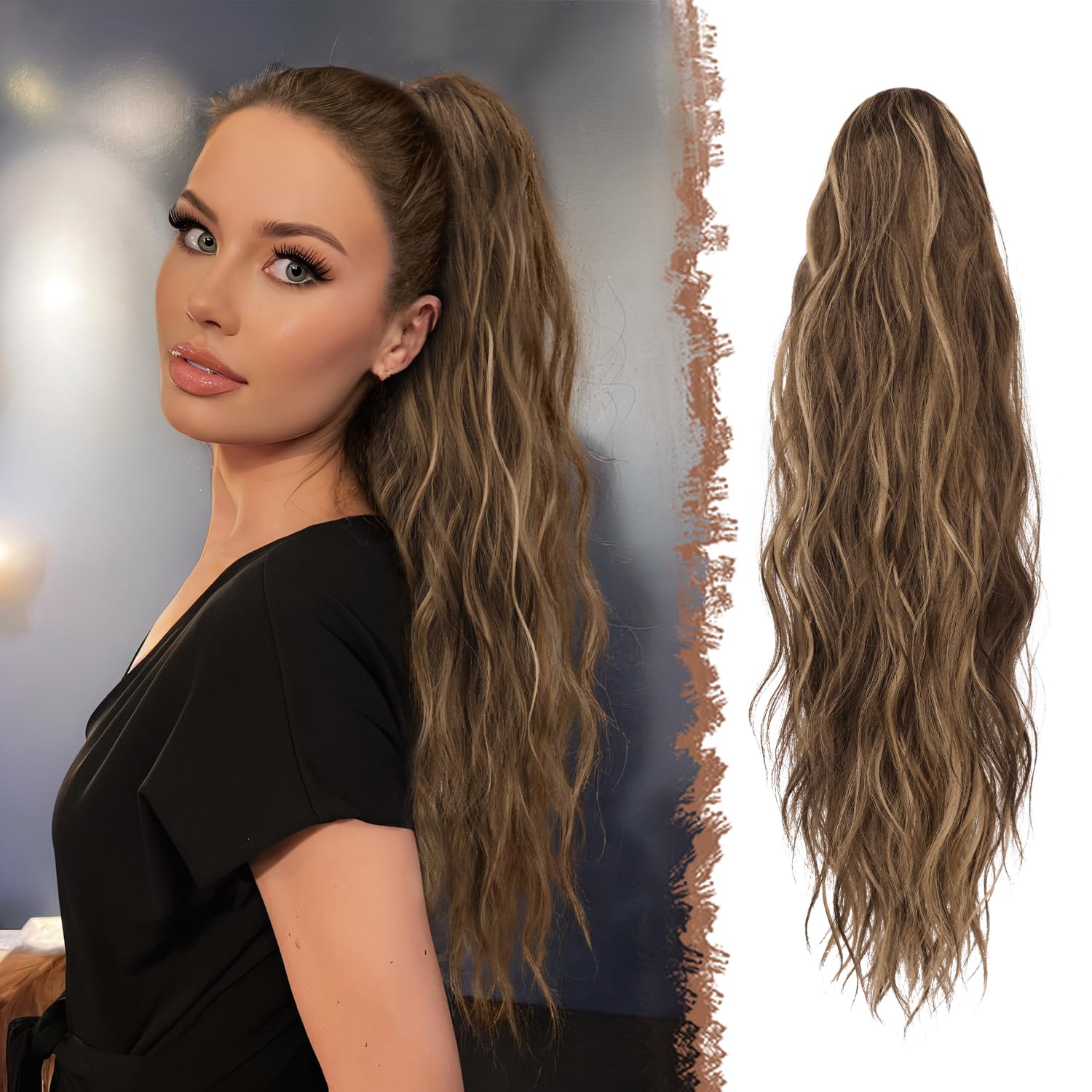 FESHFEN Vlnitý konský chvost, predĺženie vlasov