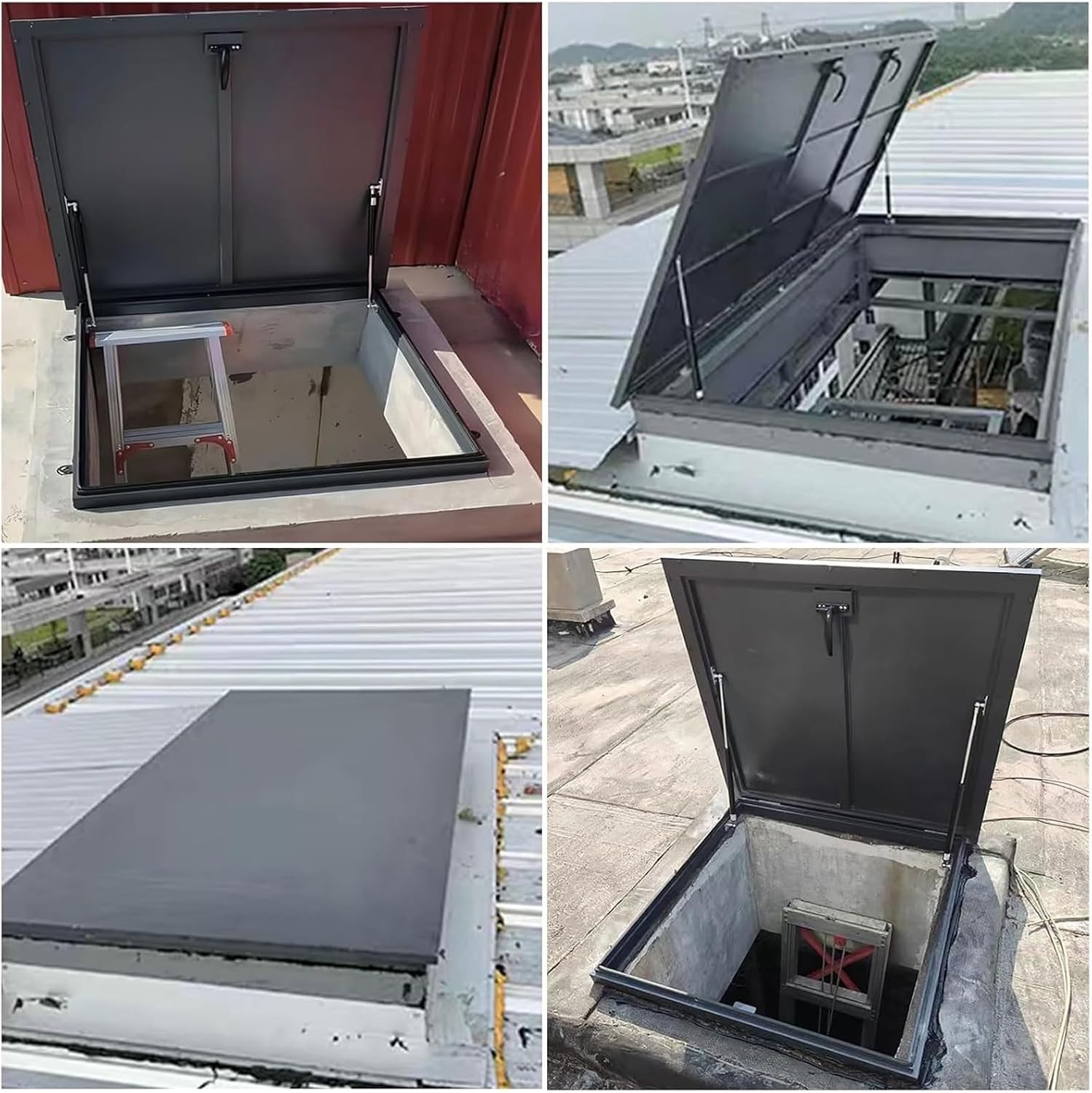Roof Access Hatch with Support Rods, Access Roof Window Cover Internal Lock Durable for Villa Attics, Vents, Roofs, Terraces(80x80cm/31.50x31.50in)