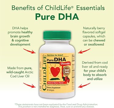 ChildLife Essentials Pure DHA for Kids, Berry, 90 Softgels (Pack of 3)