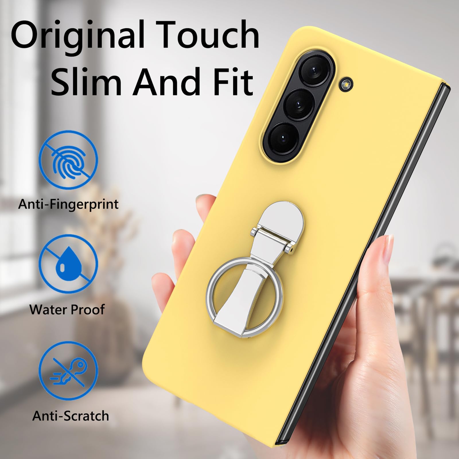 Dünne Hülle für Samsung Galaxy Z Fold 8 Ultra, Gefrostet Schutzhülle | Displayschutz Glas, Drehbar Metall Ring Ständer, Hart PC Handyhülle