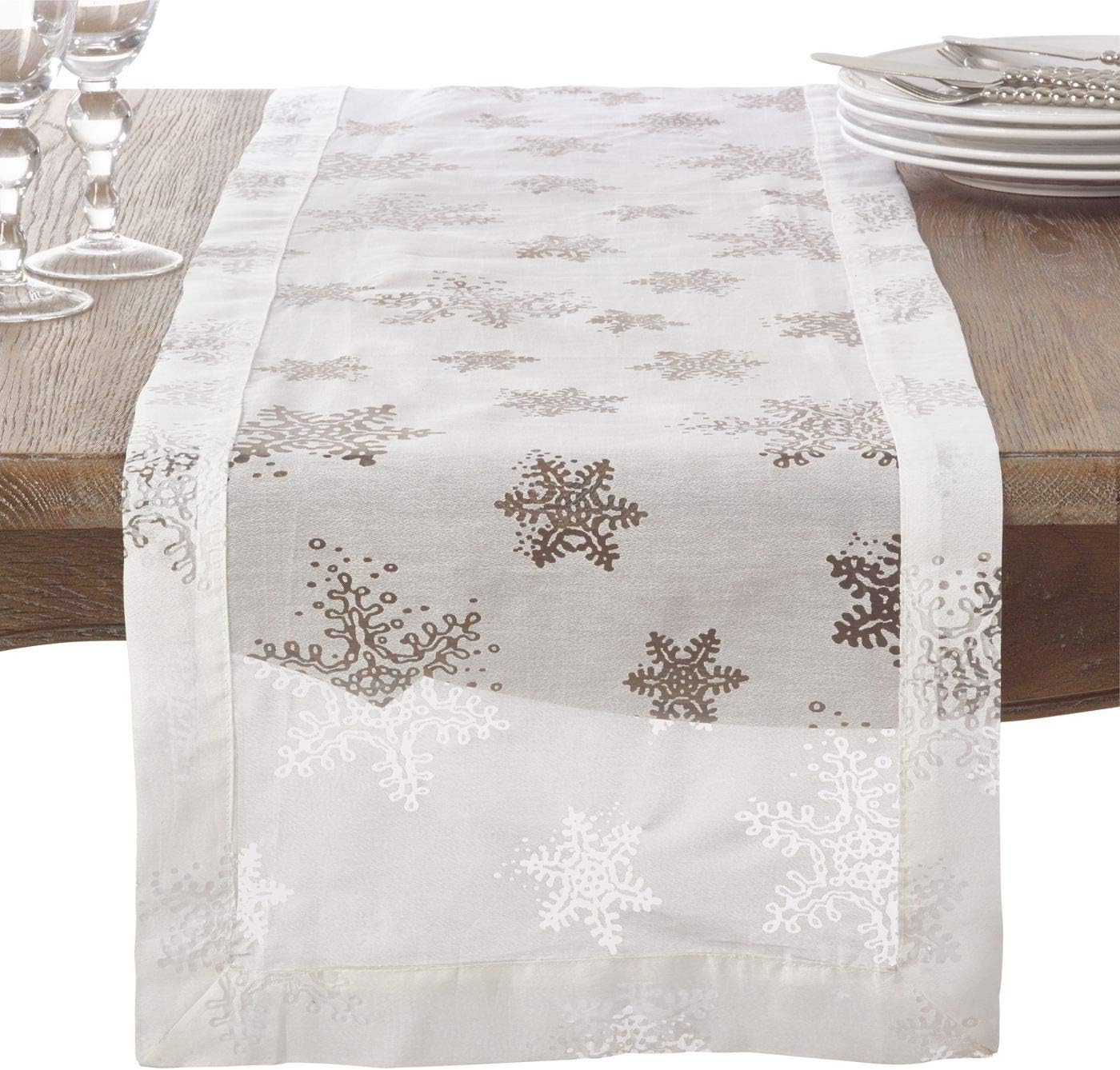 Fennco Styles Burnout Snowflake Holiday Tablecloth