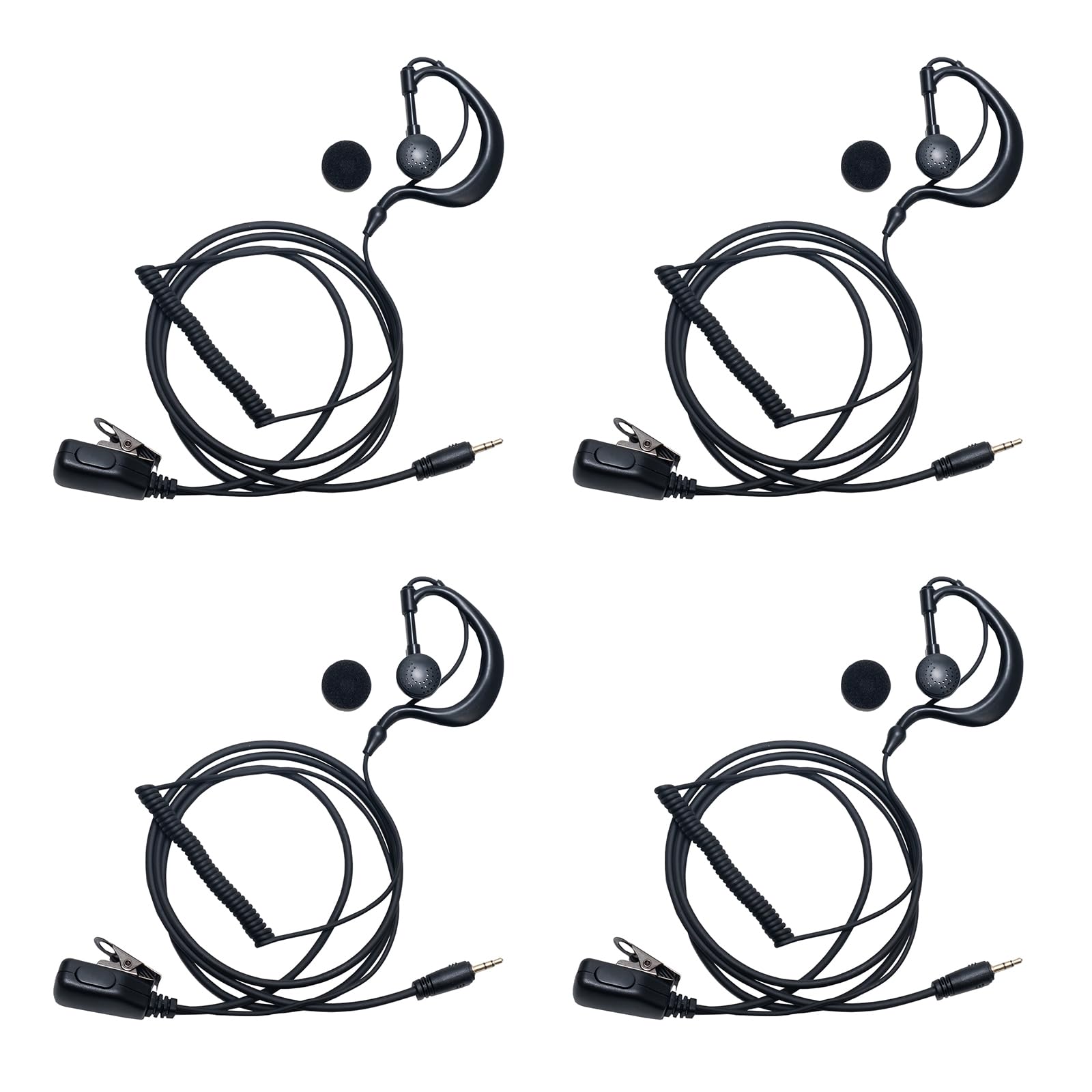 Auricolare con microfono PTT per radio a due vie Cobra Microtalk Cx112 Rx385 Cxt395 Walkie Talkie a due vie a forma di G, confezione da 4