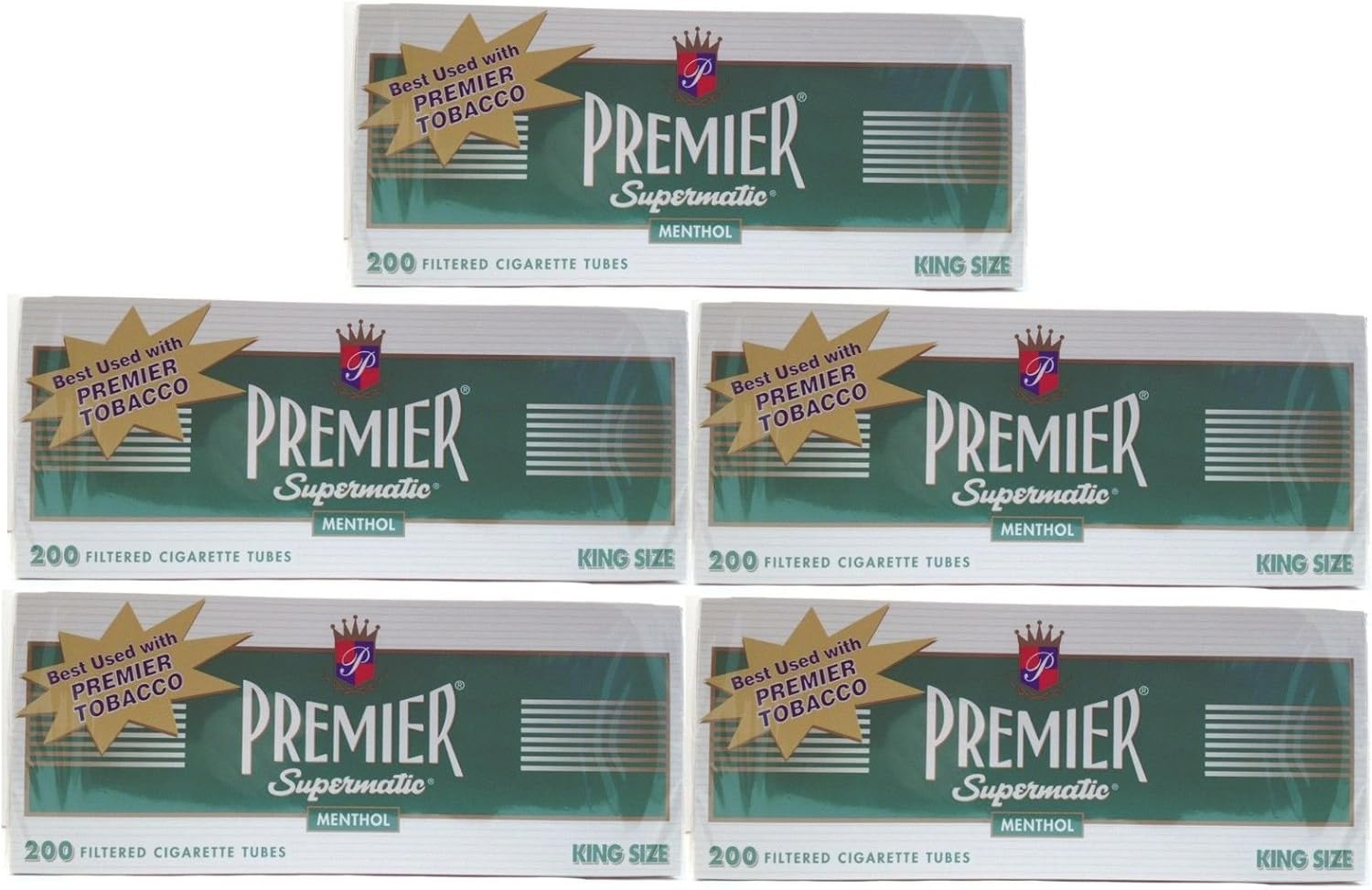 (5) Five Boxes of Premier Menthol - King Size Cigarette Tubes
