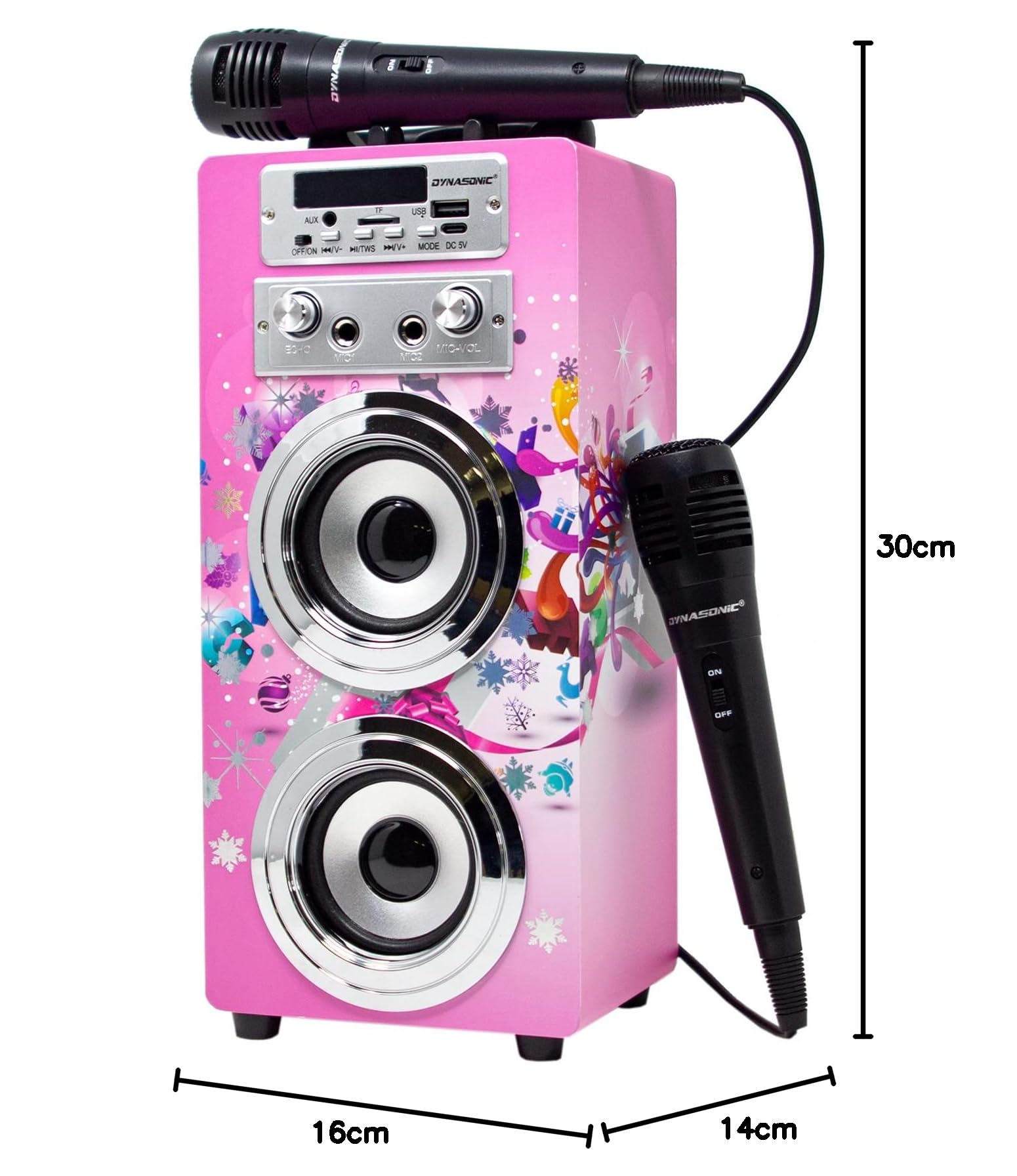 DYNASONIC Microfono Karaoke, Regalo per Bambini, Giocattolo per Bambini e Ragazzi, Regali Bambini, Giocattoli per Bambino e Bambina con Microfono Modello (025-10 LIGHTS)