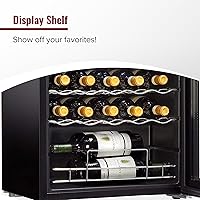 Vista 4 de Wine Enthusiast Enfriador de vino con compresor MAX de doble zona de 32 botellas, mini refrigerador independiente con pantalla táctil digital