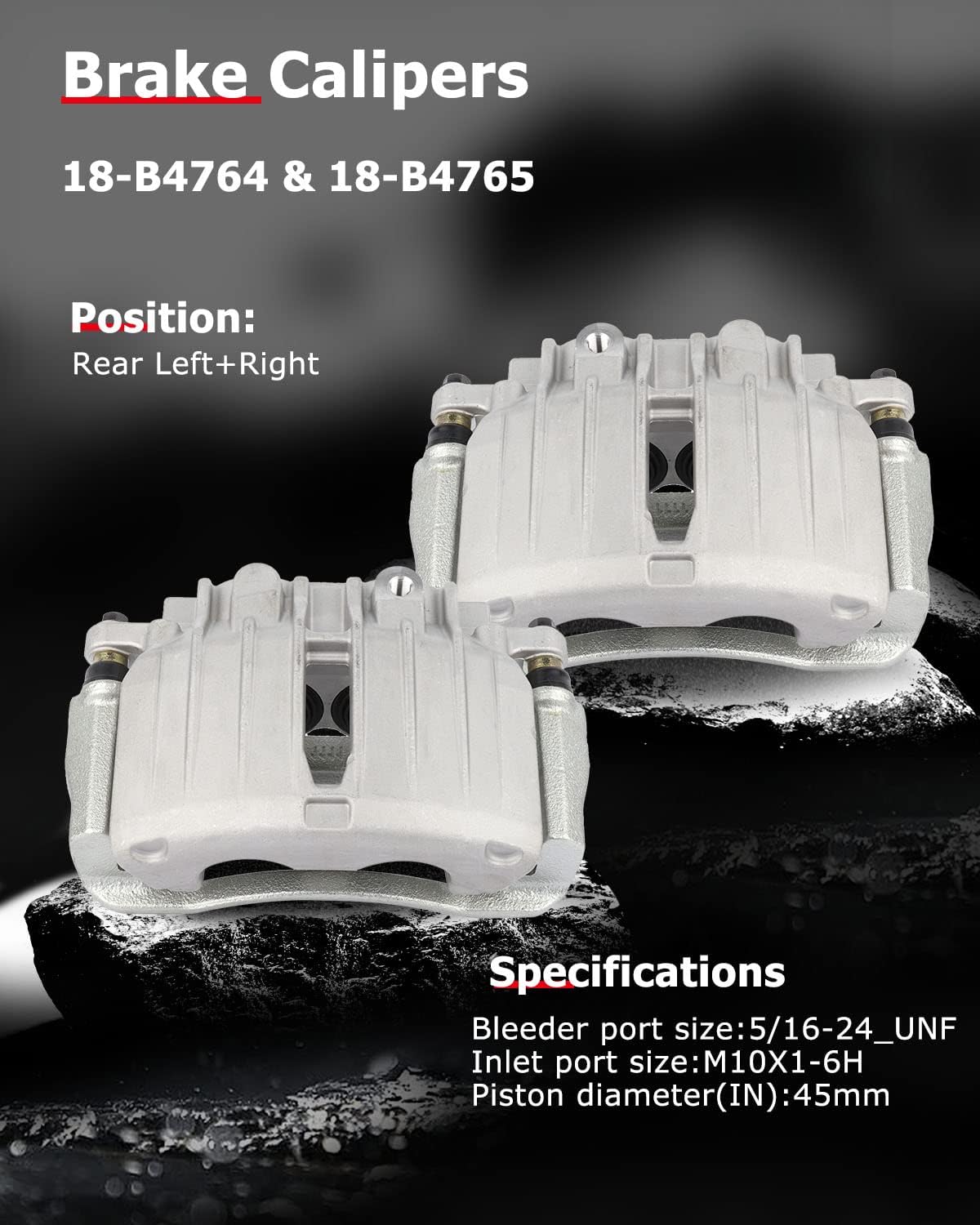 cciyu 18-B4764 18-B4765 Rear Left & Right Brake Calipers w/Bracket fit For Cadillac Escalade ESV EXT,For Chevy Avalanche Silverado Suburban 1500 Classic HD Tahoe,For GMC Sierra 1500 HD Yukon XL 1500