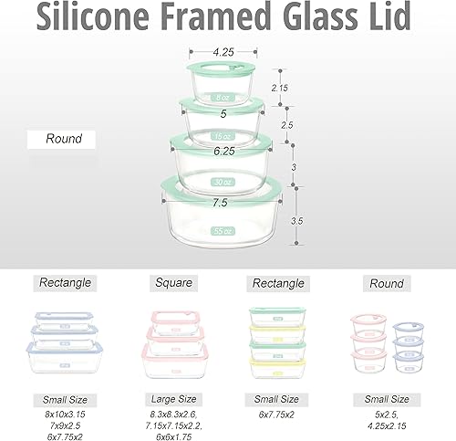 Miniatura 2 de Urban Green Juego de recipientes de vidrio para alimentos con tapa de vidrio, paquete de 4, recipientes de preparación de comidas con tapa hermética