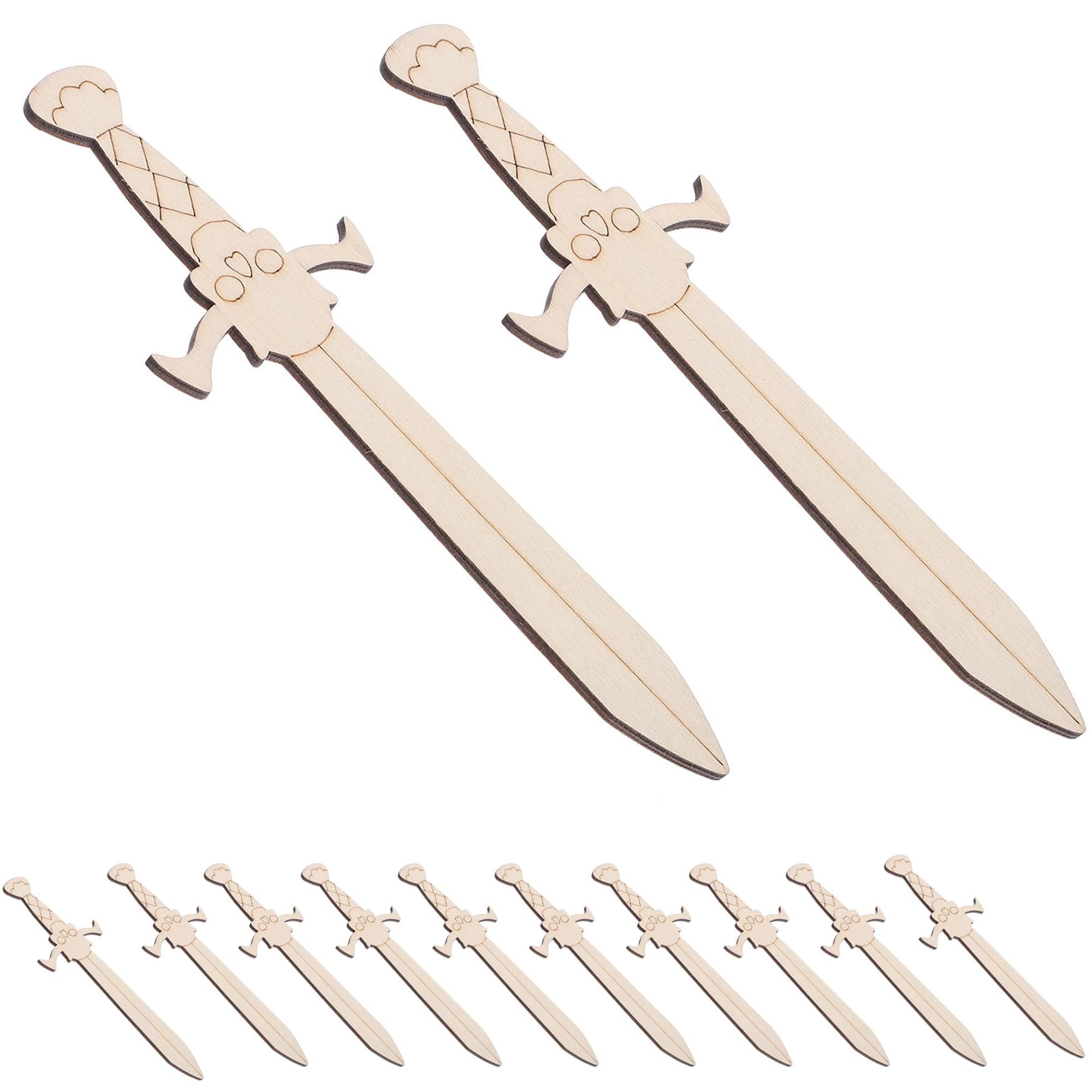 Gxdamxz 20 Pack Unfinished Wooden Swords, DIY Craft Painting Sword Blanks