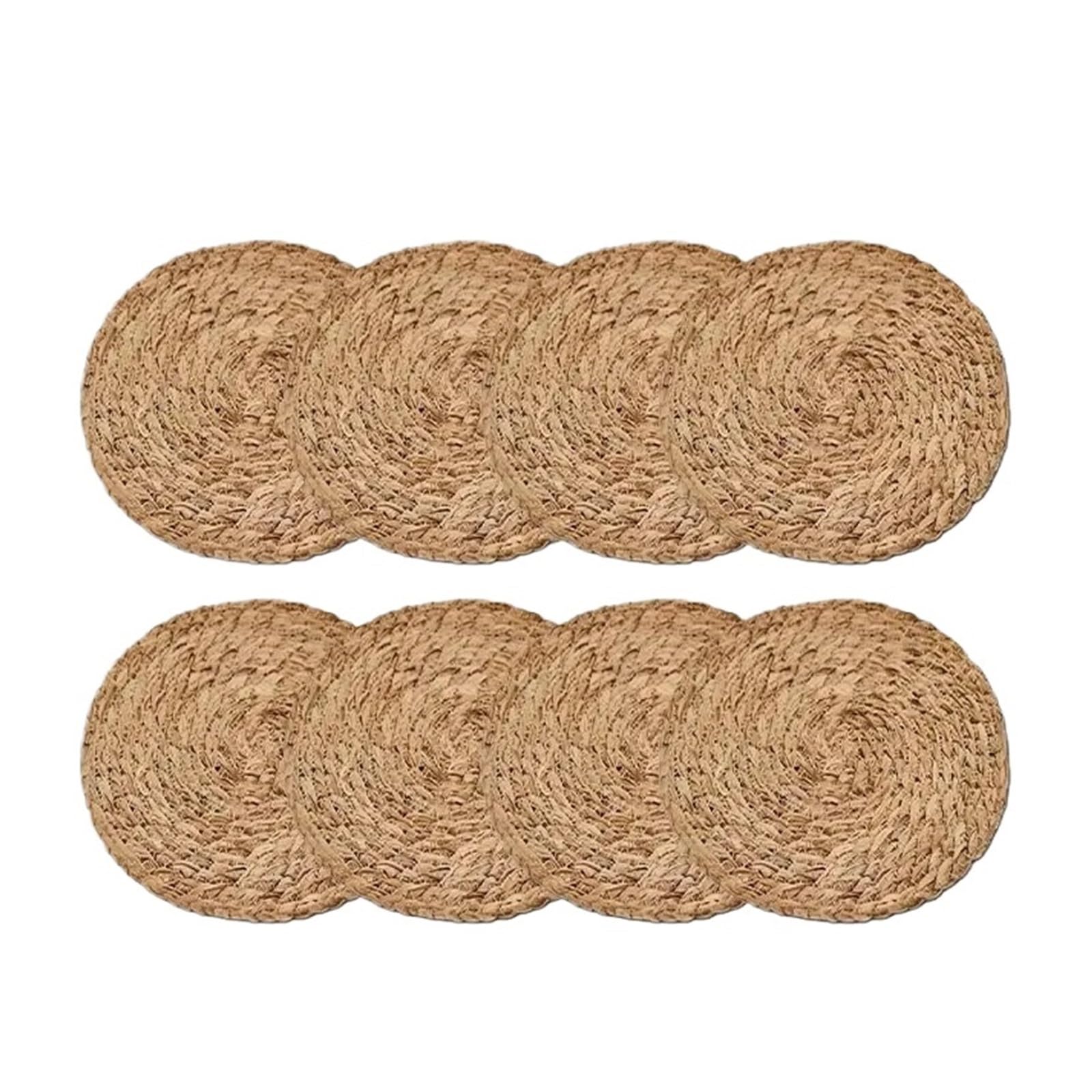Wzptlkibad 8Pcs Round Woven Pot Mats, Heat Insulation Table Placemats