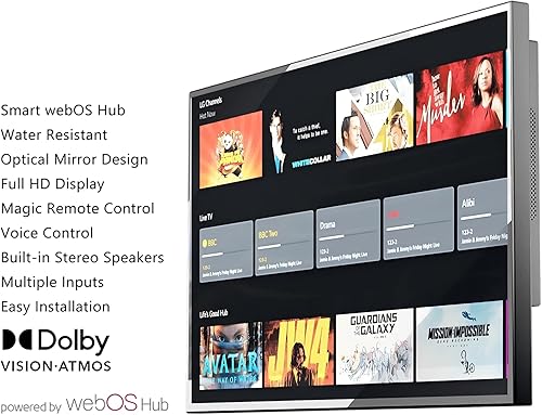 Miniatura 4 de Soulaca 27 pulgadas serie webOS espejo inteligente LED TV ducha impermeable IP65 Full HD ATSC sintonizador Wi-Fi y Bluetooth con Alexa Uso