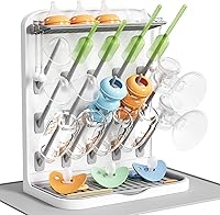 Lifewit Large Baby Bottle Drying Rack: 15 Removable Pegs, Pacifier Tray, Drain Mat & Tray - Space-Saving Vertical Organizer for Bottles, Straws & Pump Parts