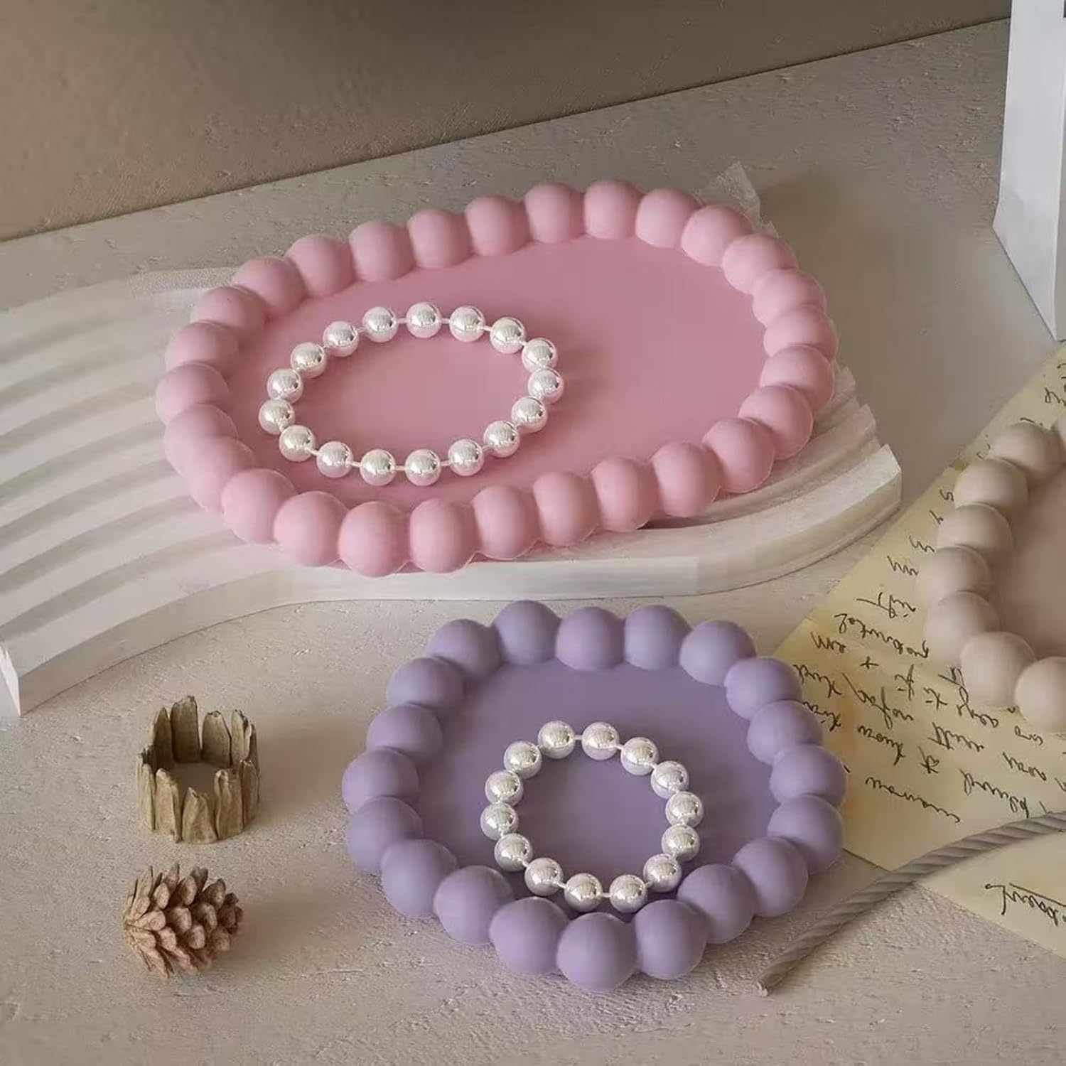 6PCS Bubble Tray Resin Mold,Silicone Tray Coaster Mold Epoxy Resin Casting Mould for Jewelry Trinket Plate Candle Holder,Home Decor