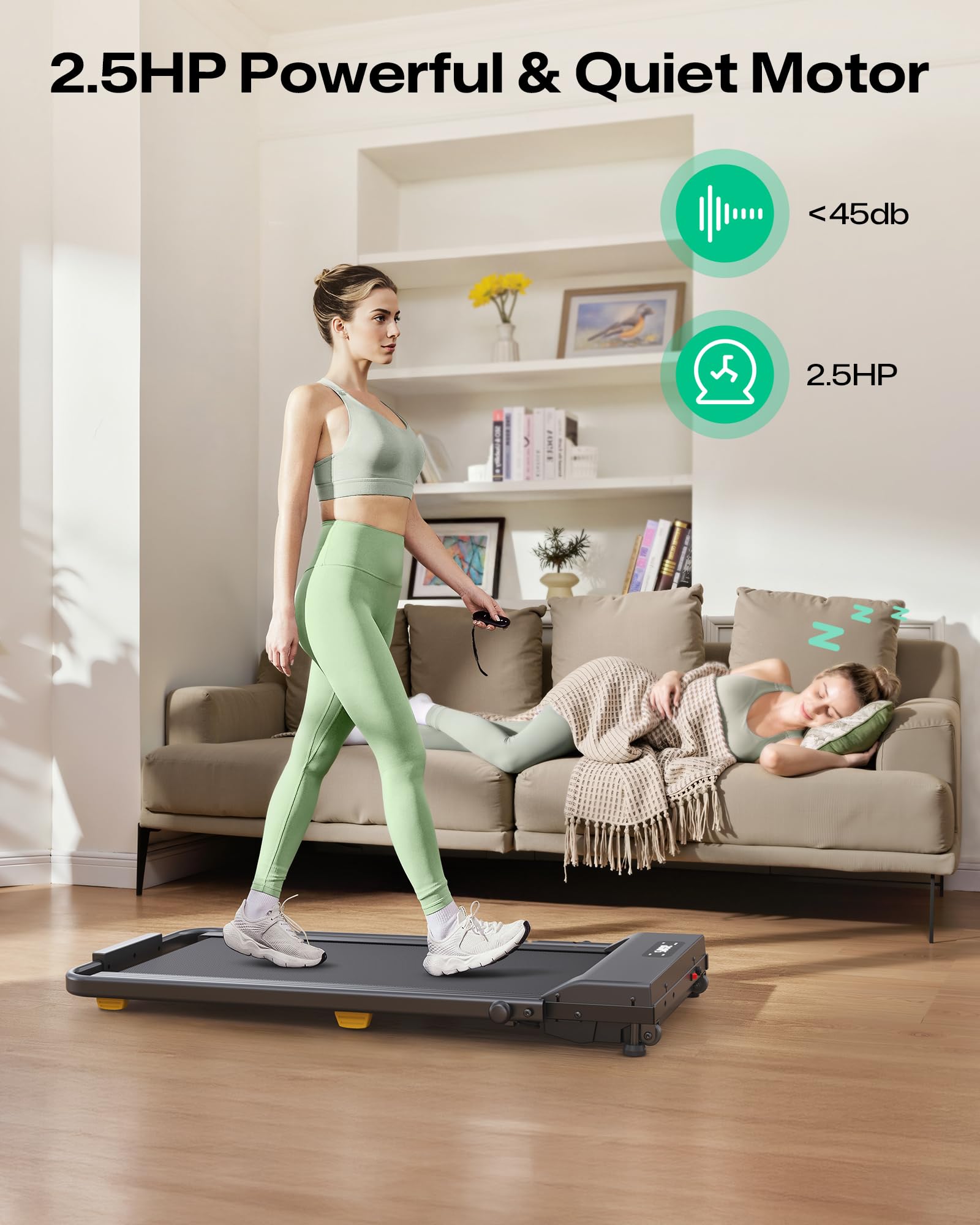 UREVO Tapis De Course Pliable, 3 en 1 Tapis de Marche Inclinable Pliable 9% Et Amorti, One-Touch HIIT 1-10 KM/h, Moteur Silencieux, Idéal pour Cardio Training À La Maison Et Au Bureau