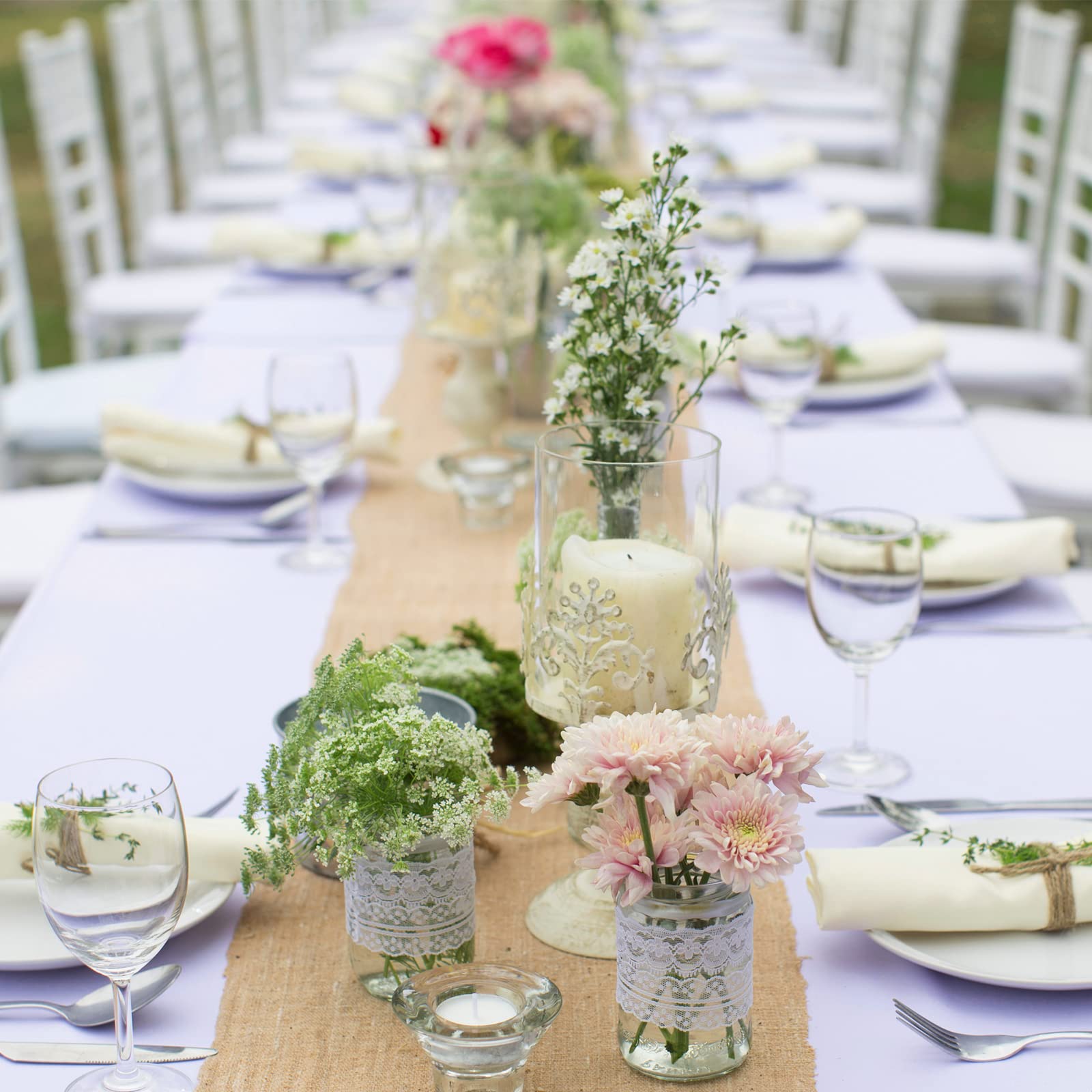 Burlap Lace Hessian Wedding Table Runner Rustic Country Home Table Decor  Natural, image size:1600x1600