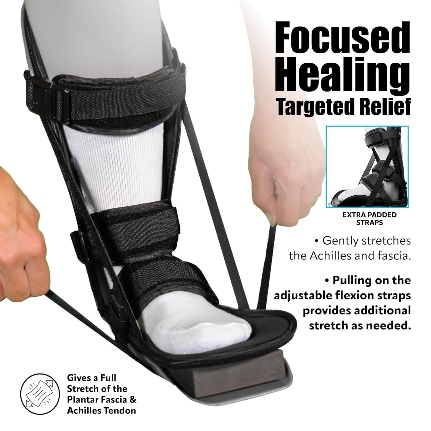 Brace On Adjustable Night Splint - Plantar Fasciitis, Achilles Tendon, Heel Spur, and Foot Pain Relief Stretching Boot for Men and Women, Black, X-Large - Image 5