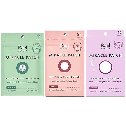 Rael Miracle Bundle - Cubierta invisible (24 unidades), cubierta de microcristal (9 unidades), cubierta de manchas para la noche (52 unidades)