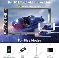 Vista 3 de CAMECHO 7" Double Din Car Stereo Audio Bluetooth MP5 Player USB FM Multimedia Radio+ 4 LED Mini Backup Camera with Steering Wheel Remote Support