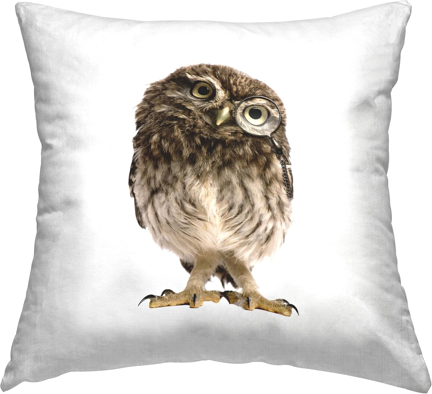 Stupell Industries Owl Tilting Head Portrait Design by Elephant Stock Throw Pillow, 18 x 18, Brown