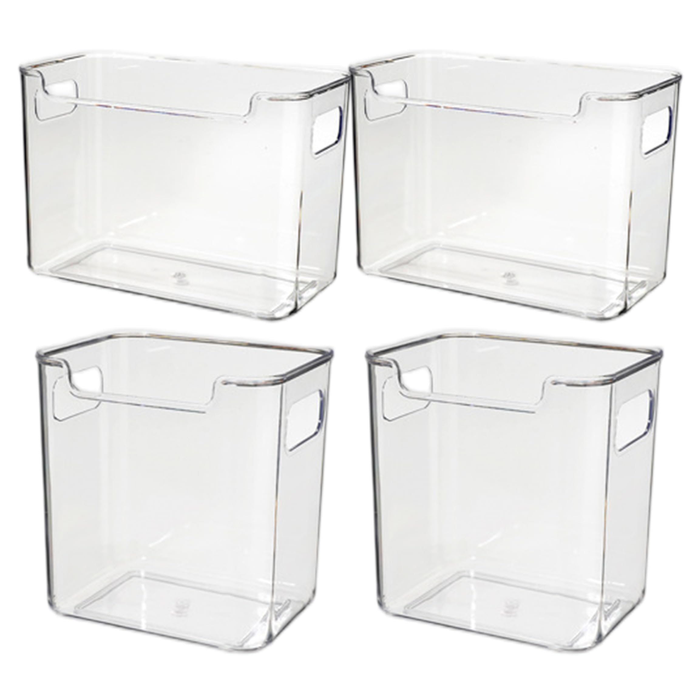 Xoeryoy 4PCS Freezer Organizer, Clear Plastic Freezer Storage Bins with Handle Space Saving & Easy Clean for Veggies Fruits Condiments More, 2 Sizes