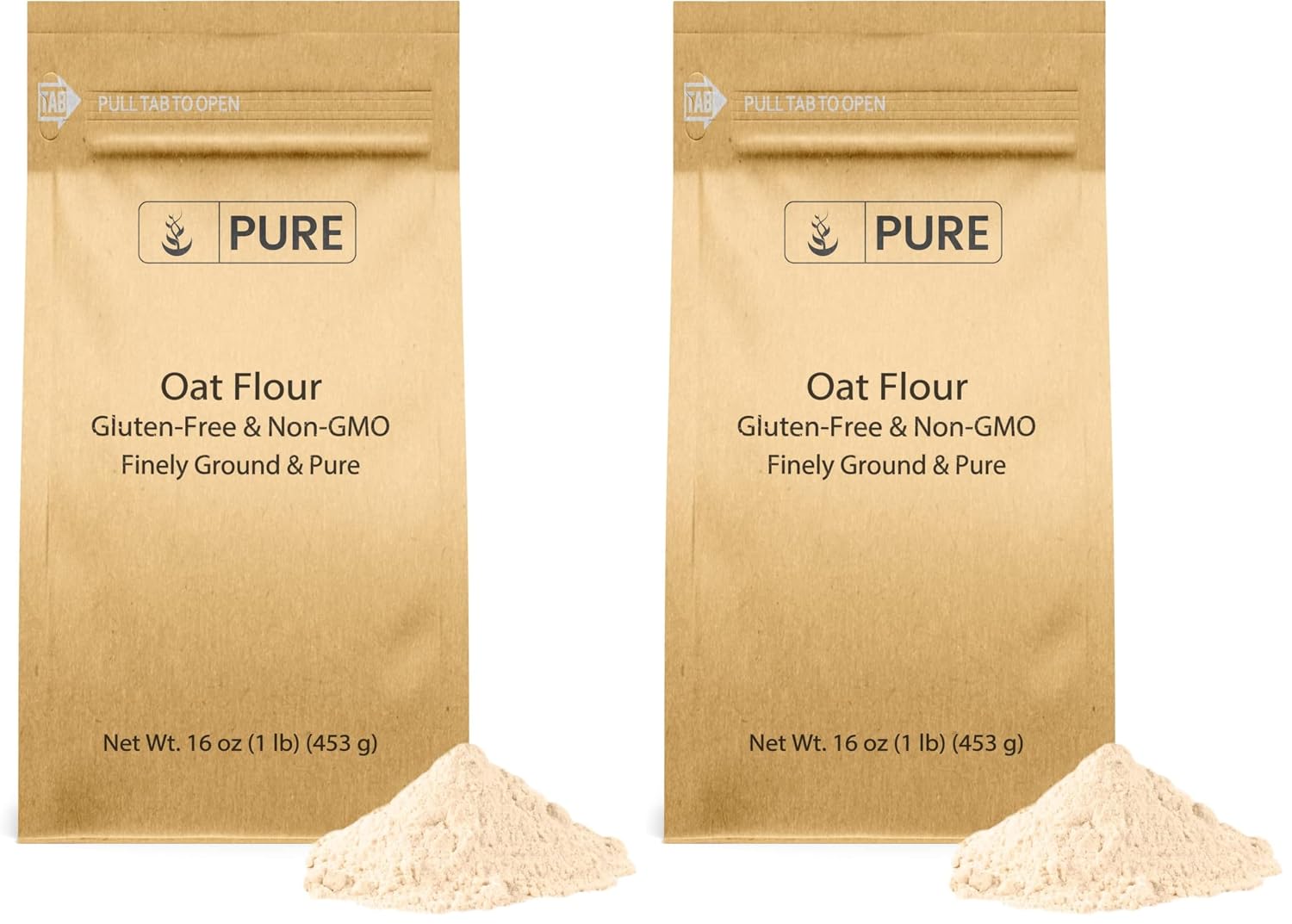 Pure Original Ingredients Gluten Free Oat Flour (1 lb) Finely Ground, Non GMO, Breads & Cakes (Pack of 2)