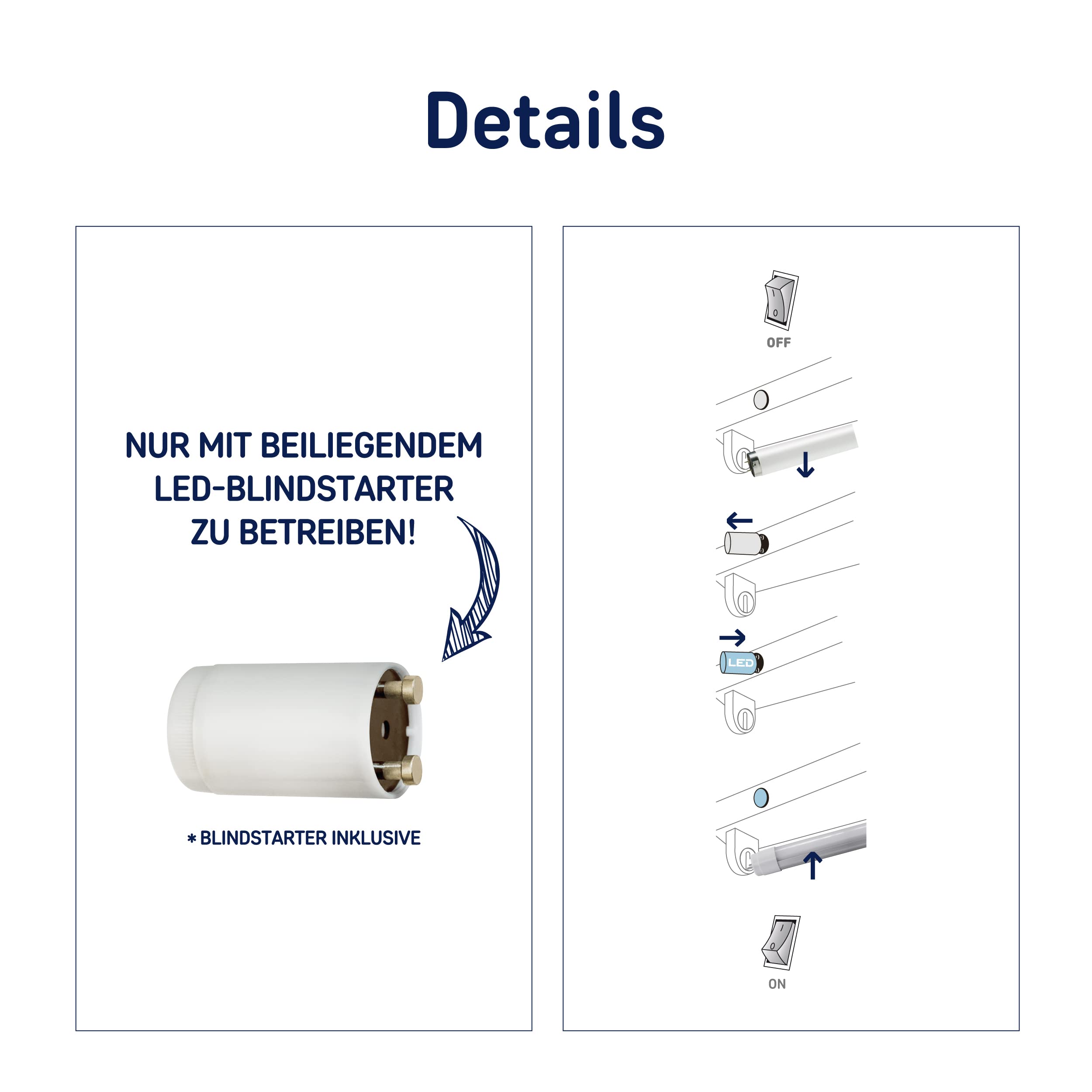 Müller-Licht Tube LED professionnel G13, tube LED 150 cm, 21,8 W, 3500 lm, blanc lumière du jour 6500 K, verre