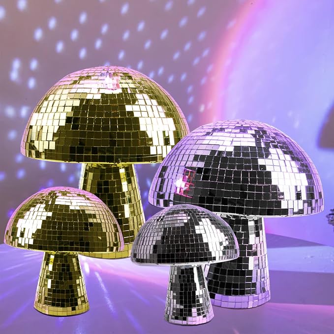 Bola Discoteca Espejada Forma Seta 6 pulg Plata miniatura 6