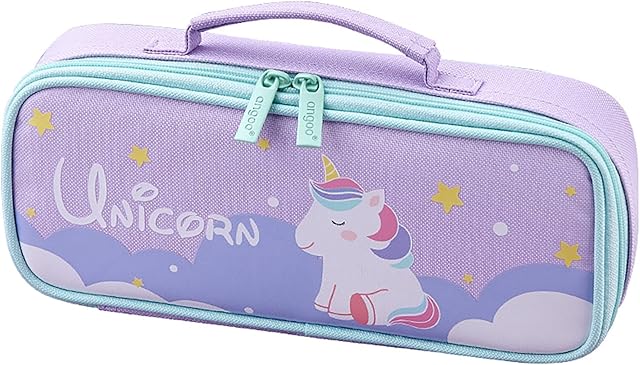 Maomaoyu Pencil Case Large Capacity, Pencil Case for Girls, Back to School Supplies, Unicorn Pen Box for Women, Teenagers, School & Office (Purple)