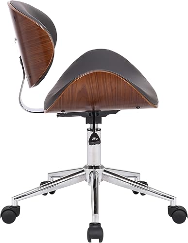 Miniatura 26 de Armen Living LCDAOFCHBL Daphne Silla de oficina de piel sintética negra, con acabado cromado. Bellevue,Cuero de imitación negro,Acabado