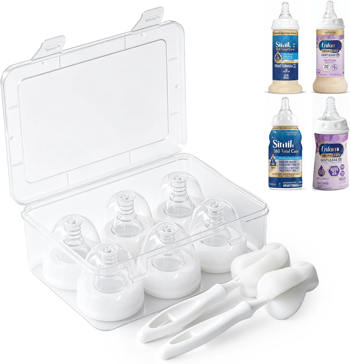 6PCS Slow Flow Nipples, 6ml/min, Reusable, Anti-Colic&Vented Nipples | For 0-3m baby, Compatible with Similac/Enfamil Ready to Feed & Standard Bottles, including Storage Box & 2 Nipple Brushes