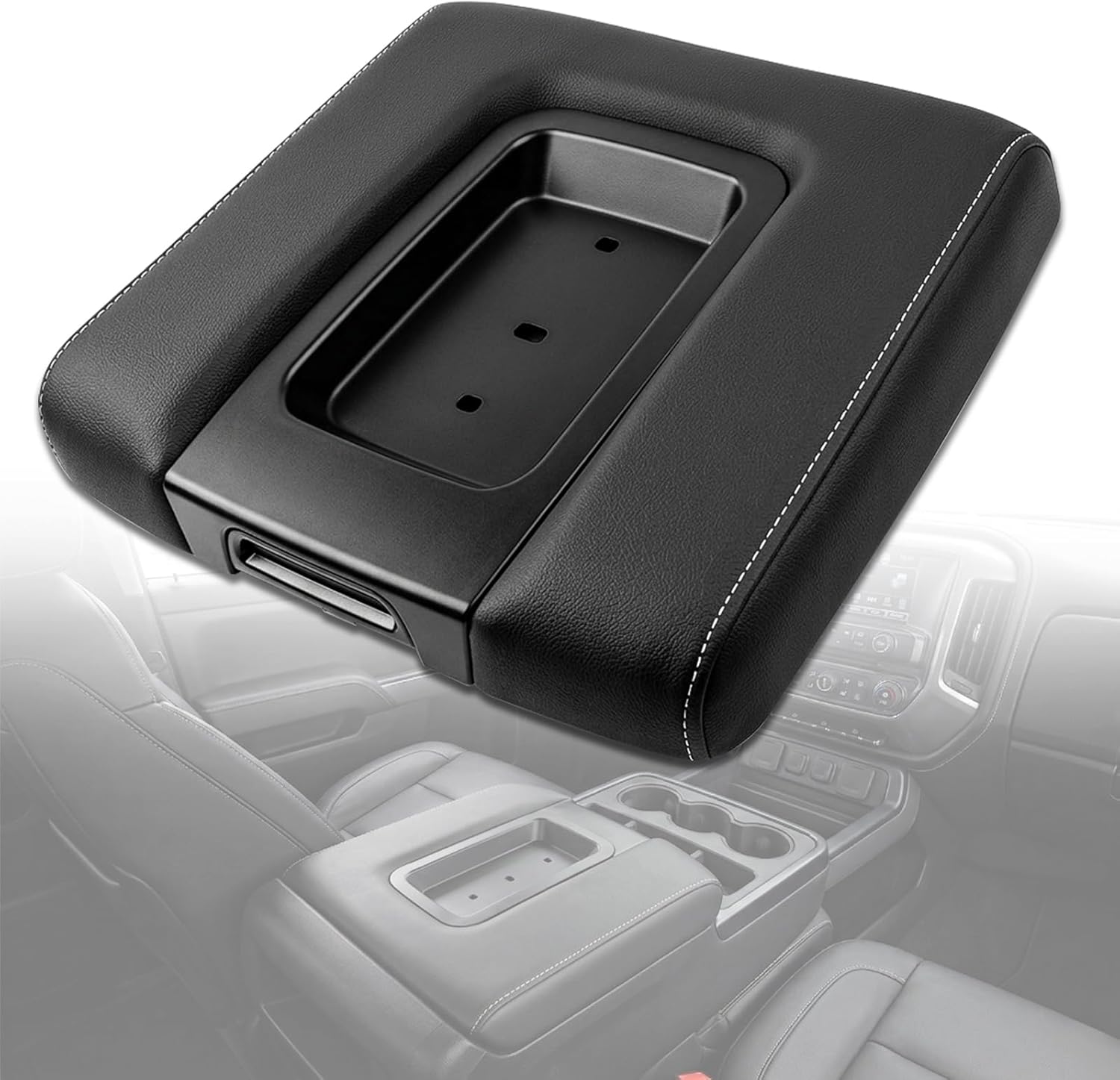 Front Seat Center Console Armrest Lid Black Compatible with Chevy Silverado Suburban Tahoe 2014-2020 GMC Sierra Yukon XL 2014-2020, Cadillac Escalade ESV 2015-2020, Replaces 22881398