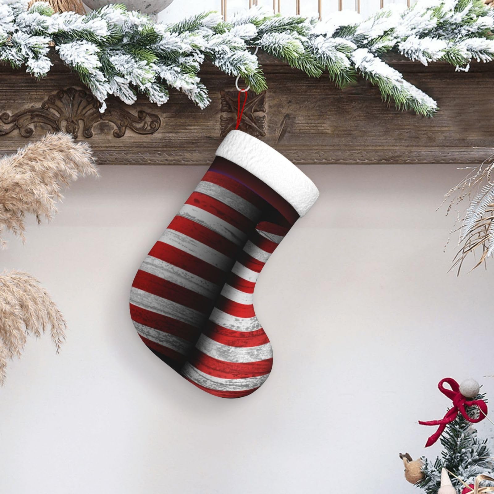 Weihnachtsstrumpf Mit Hirsch-Camouflage & Pailletten – 33,5 X 24,9 Cm, Vliesstoff, DIY-Muster, Für Kamin & Baum