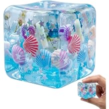 Squishy Cube, Ice Cube Squishy, 4.5 cm Cube Squishy Stress Relief for Office and Classroom, Elegant decorations for Mood Management, Portable Sensory Experience Tool, Blue Shell Design