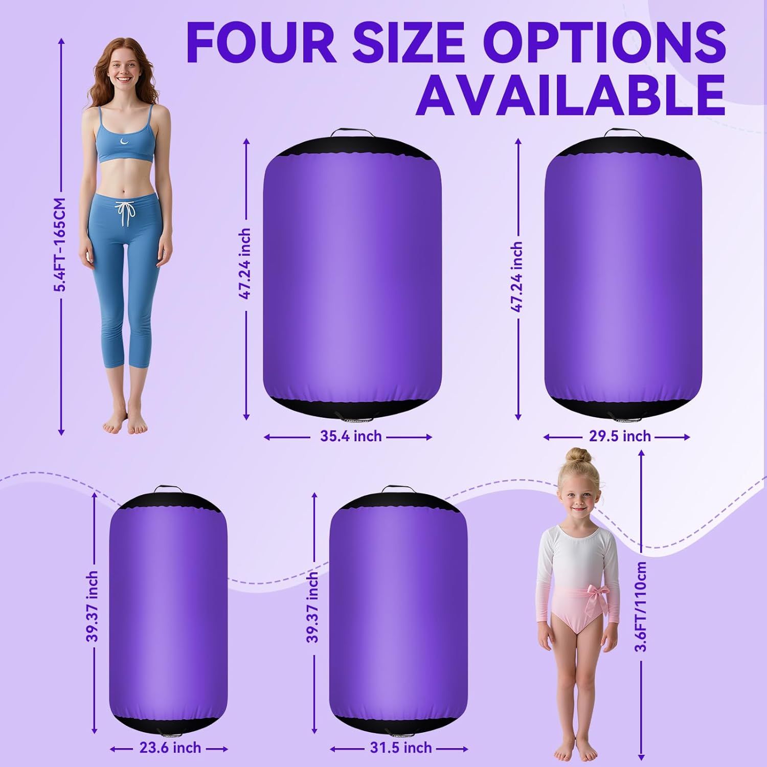 Air Roller Gymnastics Barrel, Inflatable Gymnastics Air Roller Inflatable Air Gymnastics Mat for Yoga Cheerleading Training Home Outdoor Use