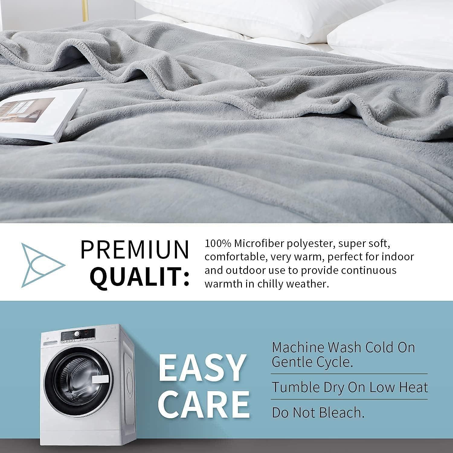 WARMFIELD Flannel Fleece Blankets Throw Size for Couch,Bed Sofa Washable Microfiber Fuzzy Blanket for Adults,Kids,Pets Super Soft and Warm Plush Solid Color 350GSM (Grey, 50"X70") : Everything Else