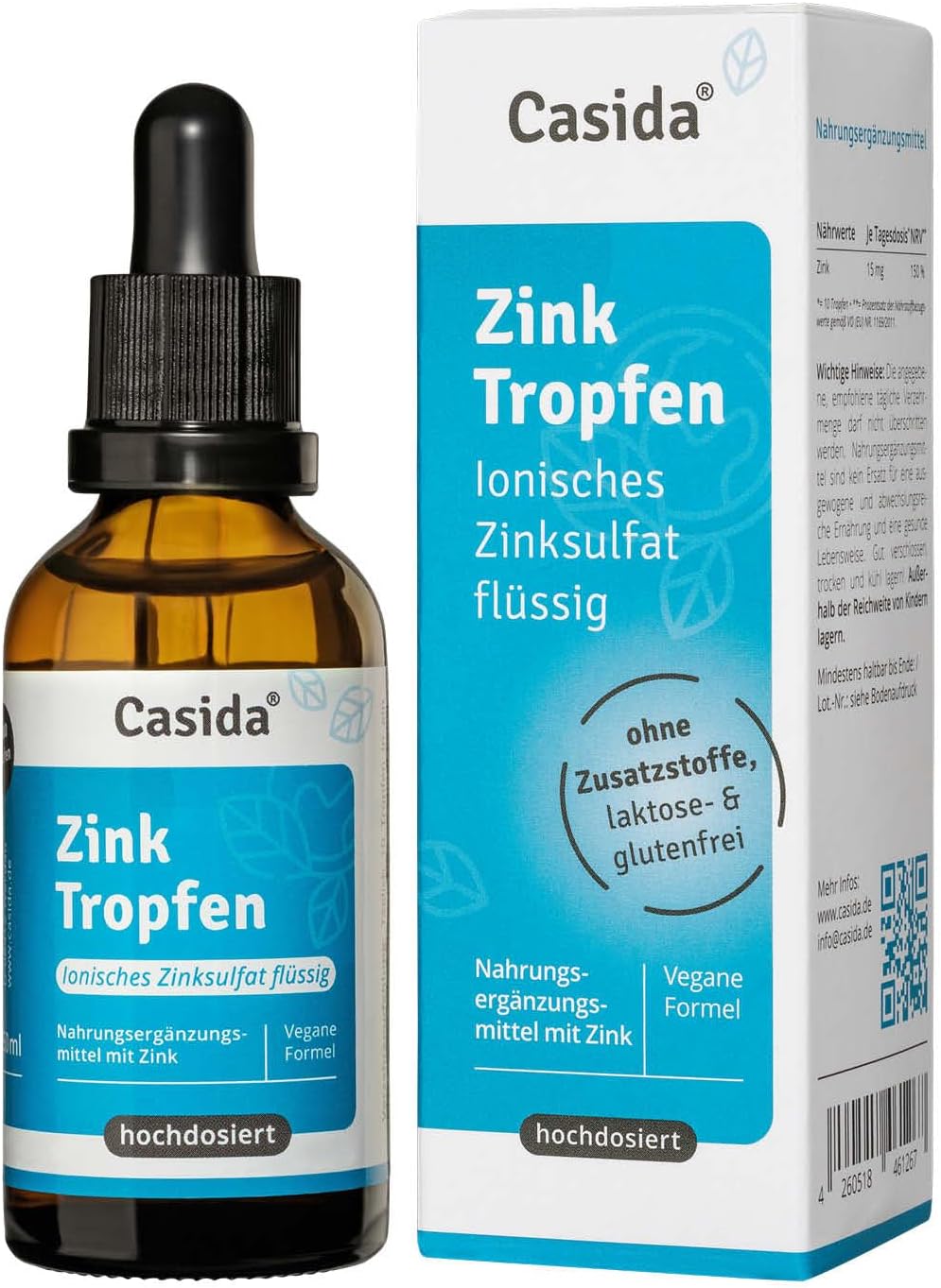 Zinkdruppels – vloeibaar zinksulfaat (ionisch zink) – zonder alcohol – veganistisch – laboratoriumgetest – apotheekkwaliteit – 50 ml