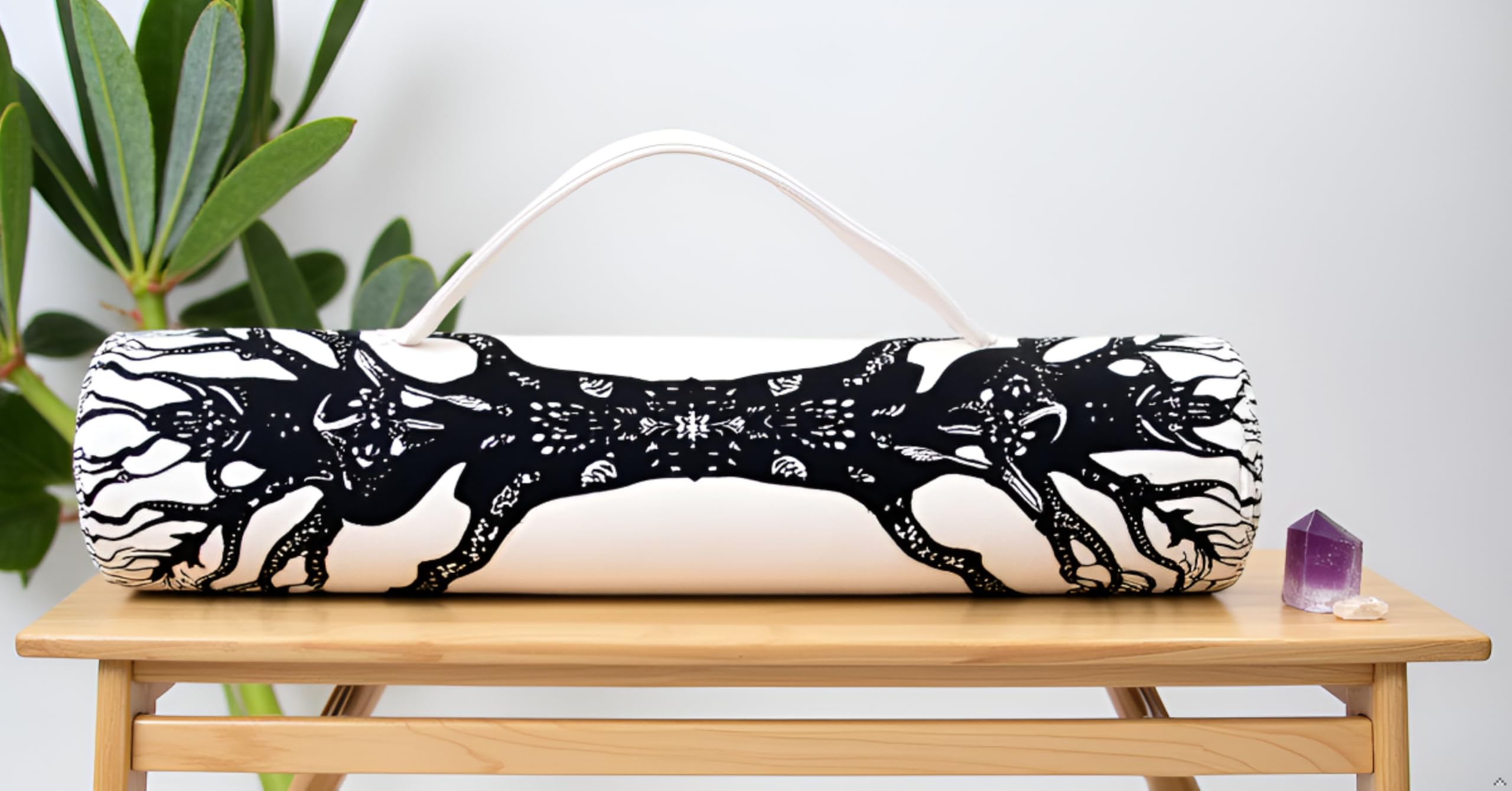 ICC Yoga Mat Bag Carrier Full-Zip Exercise Yoga Mat Carry Bag for Women Men with Multi-Functional Storage Pockets and Adjustable Shoulder Strap 26X6 Inches (Black and White Tree)