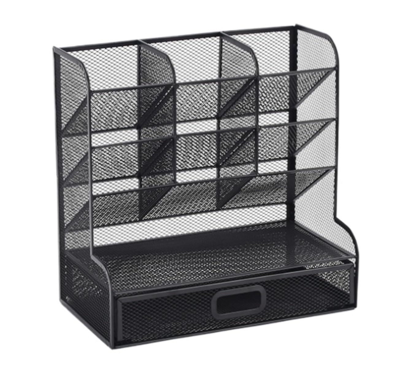 Schreibtisch Datei Organizer Schreibtisch-Organizer Aus Metallgeflecht Mit Schublade, Aufbewahrung Von Bürobedarf Und Zubehör Aktenaufbewahrung Ablagesystem(Black)