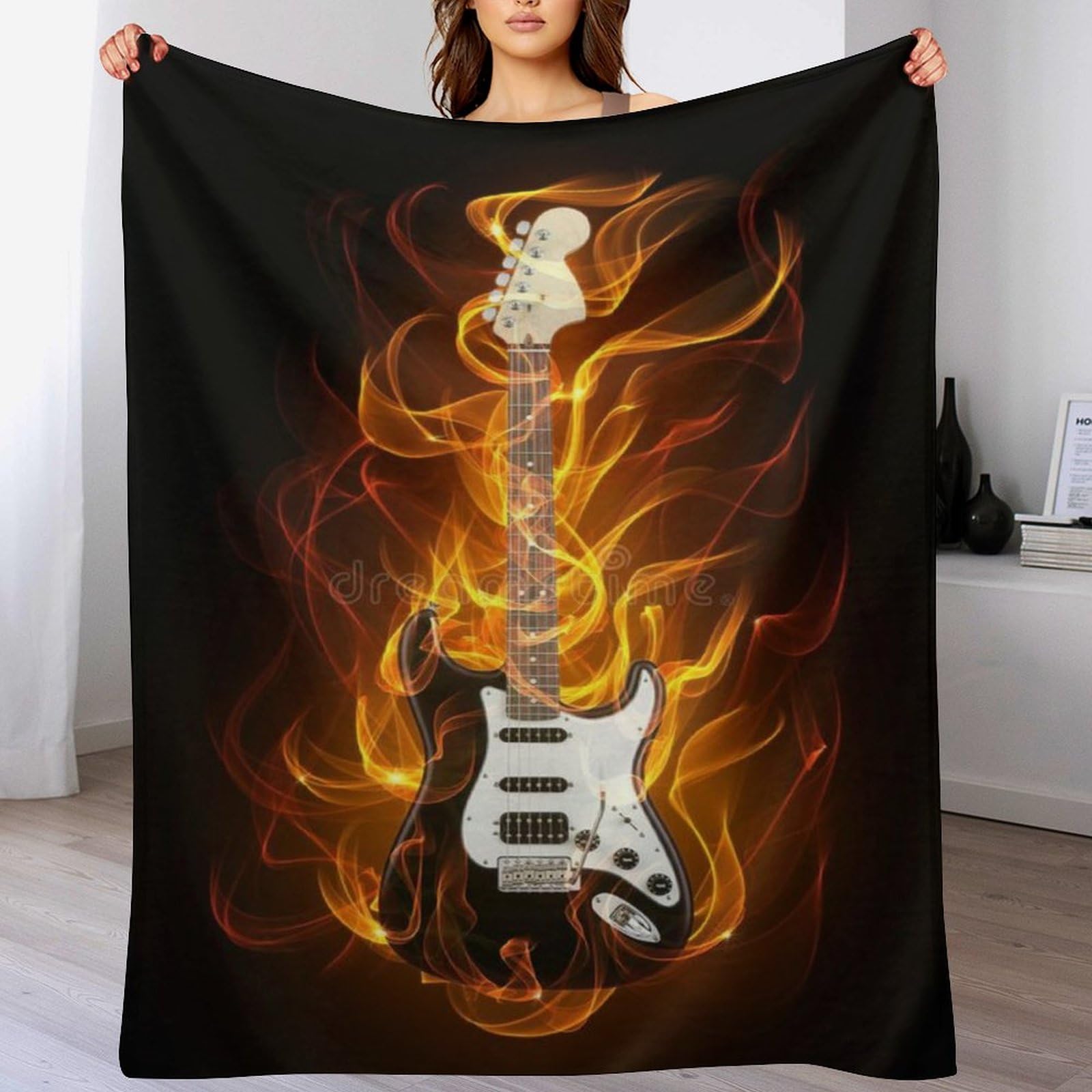 Guitare couverture anti-froid flannel léger et chaud jeté de lit 180x200cm