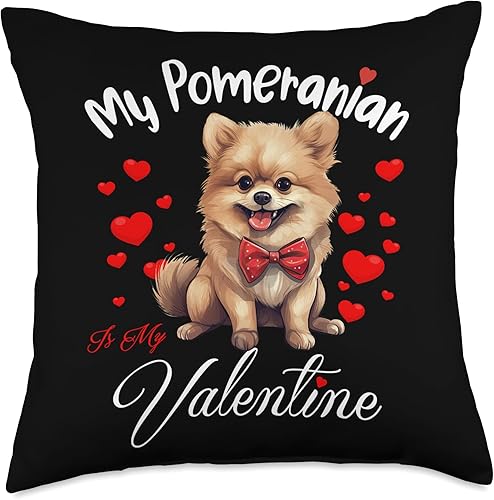 Furry Valentine Wear My Pomeranian Dog Lover - Almohada para el día de San Valentín, 18 x 18 pulgadas, multicolor