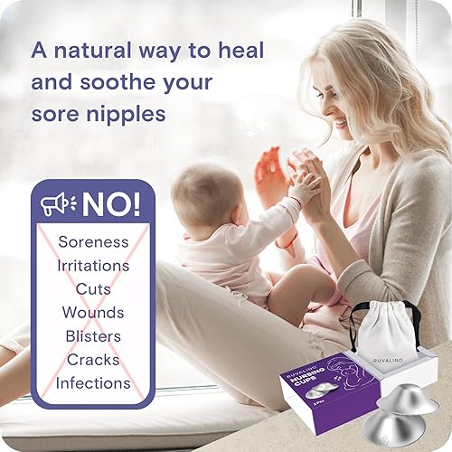 Miniatura 5 de RUVALINO - Copas de lactancia originales de plata, protectores de pezones esenciales para lactancia, para recién nacido, cubierta de pezón para