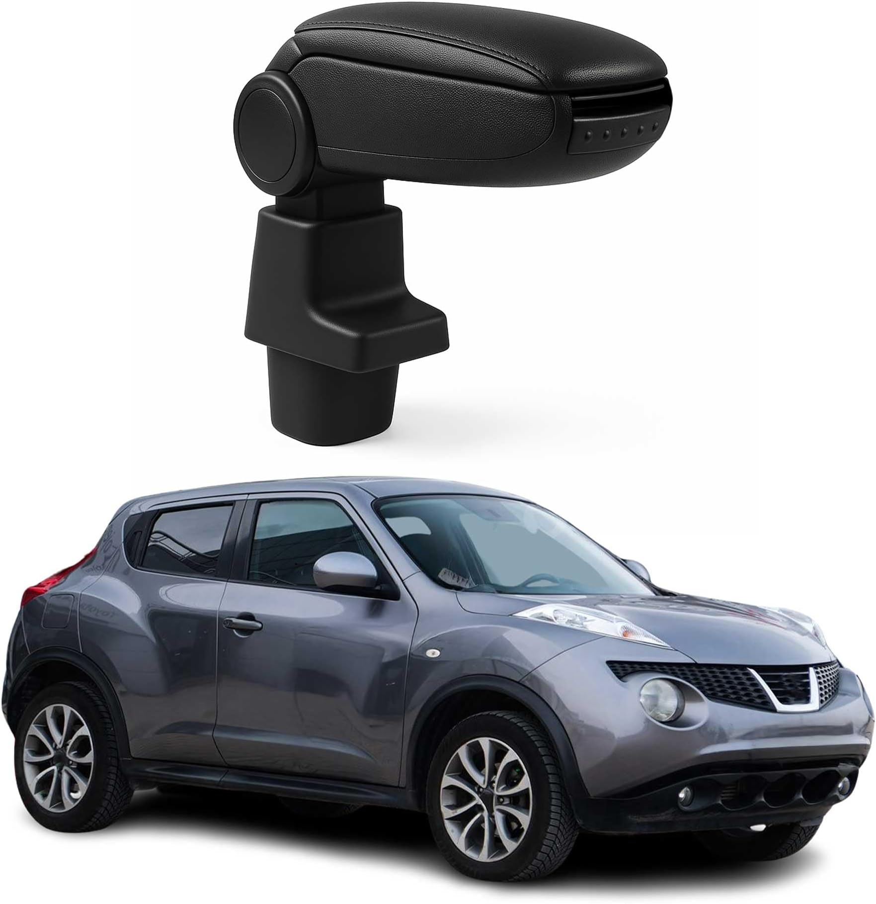 OMAC USA Black Leather Armrest Centre Console Storage Box for Nissan Juke 2011-2017