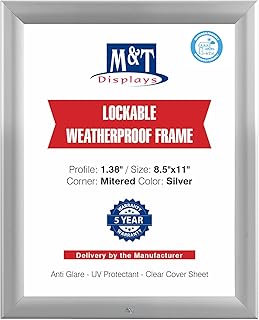 M&T Displays Lockable Weatherproof Snap Poster Frame 1.38