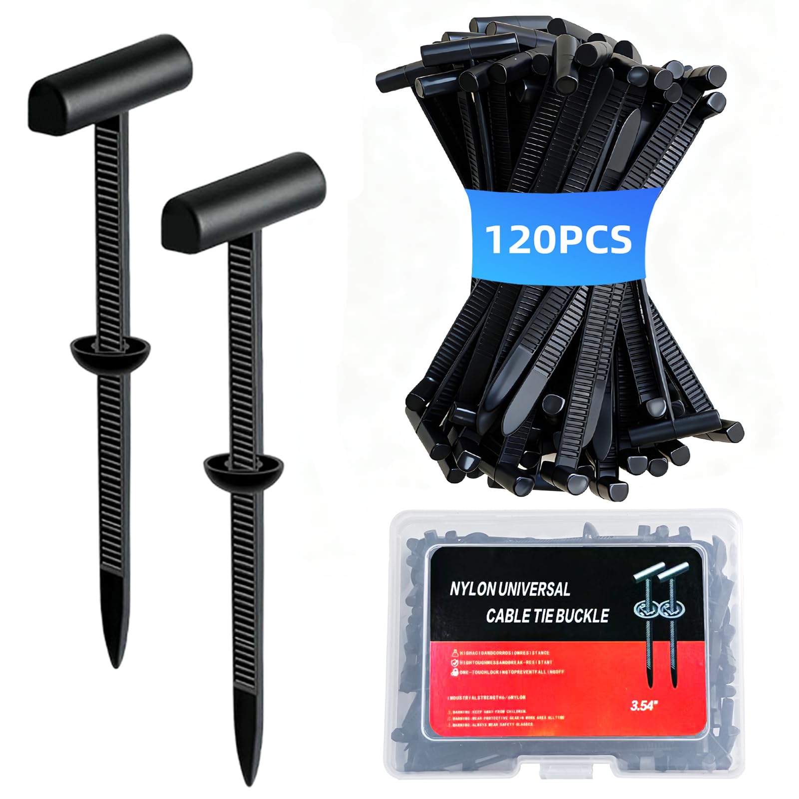 Upgrade 120Pcs Nylon Universal Cable Tie Buckle with Storage Box, Zip Tie Clips for Car Fender, Engine Cover, Mudguard Fastener, Automotive Replacement Screw Fixing